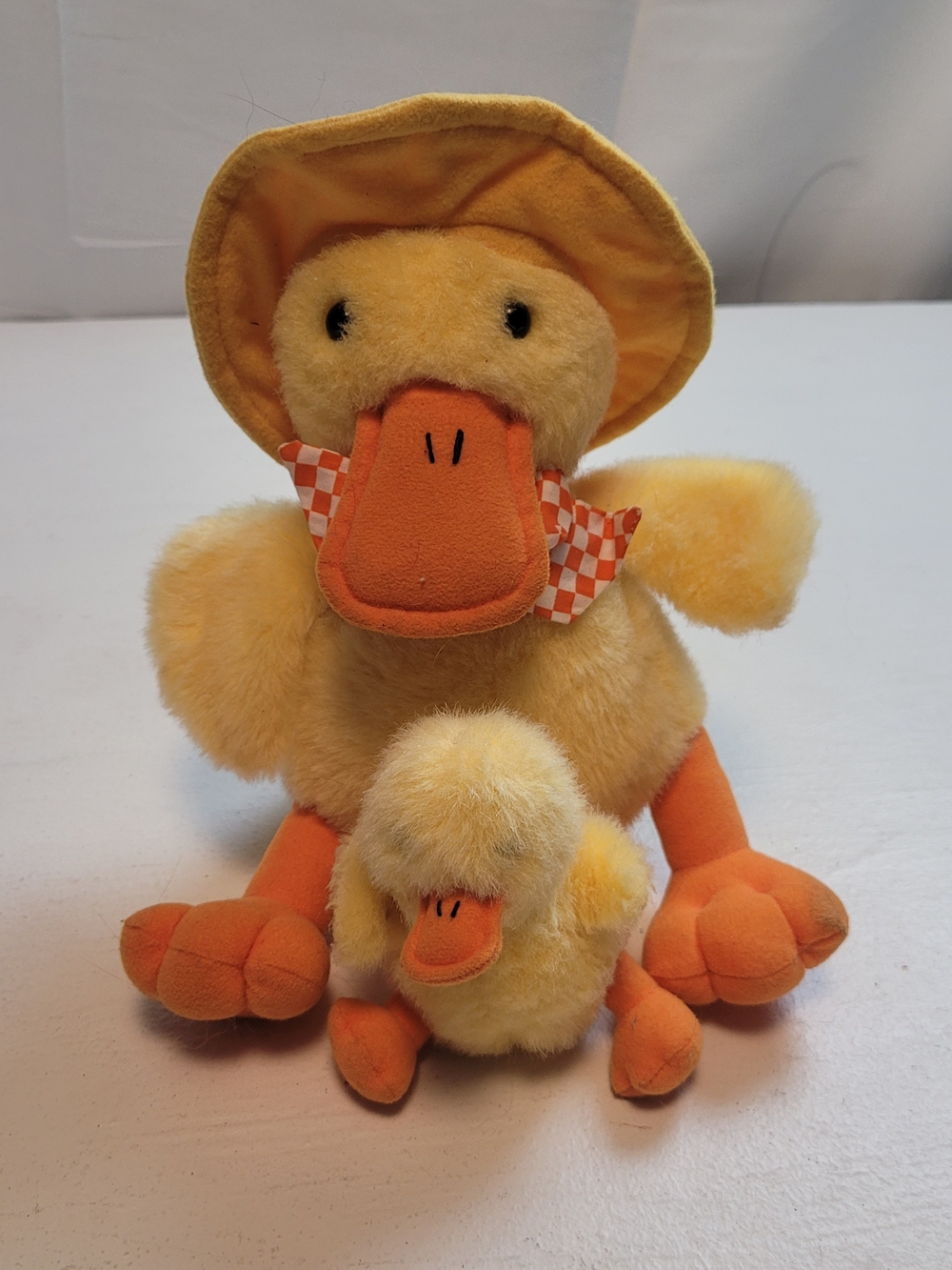 Avon Yellow & Orange Duck Family Plush with Checkered Scarf